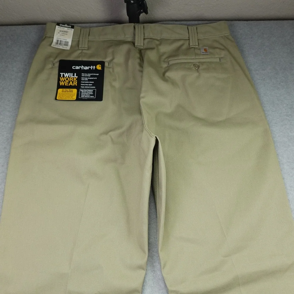 Carhartt Pants Mens 38x32 Khaki Relaxed Fit Twill Blended Work
